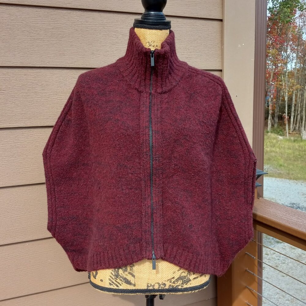 Banana Republic Maroon Zip Capelet Sweater Wool Blend Size S